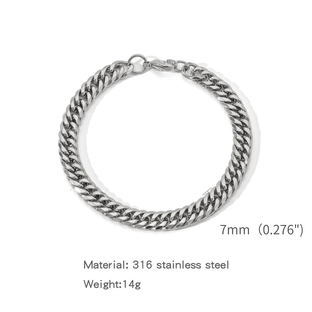 Simple Stainless Steel Silver Color NK Chain Bracelet for Men Hip Hop Jewelry Trendy Party Accessories Women Bracelet