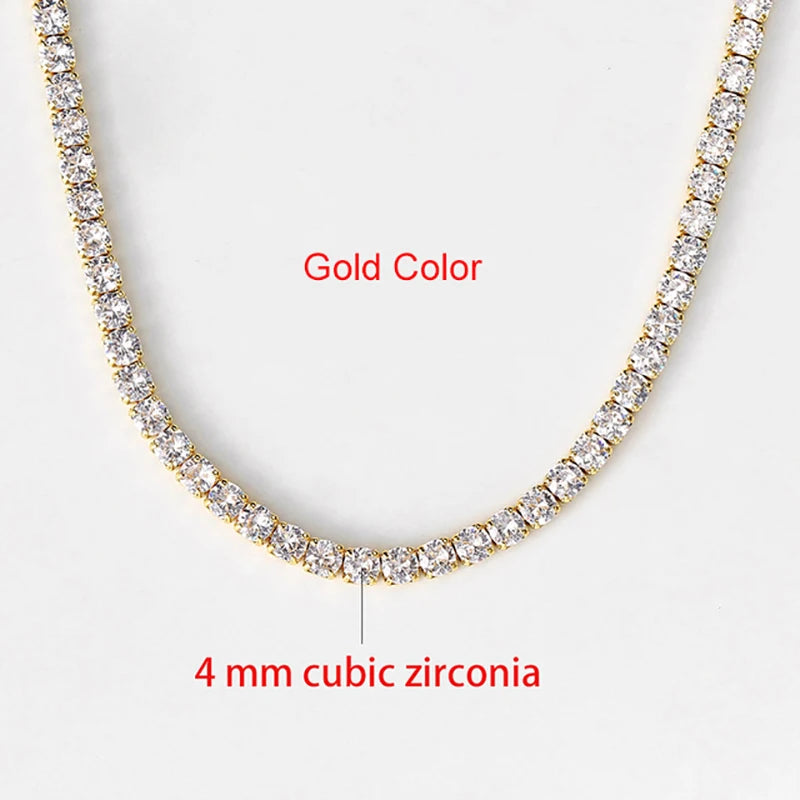 Hip Hop Iced Out Tennis Chain Necklace for Men Women Luxury Cubic Zircon Crystal Short Rock Neck Accessories Jewelry OHN016