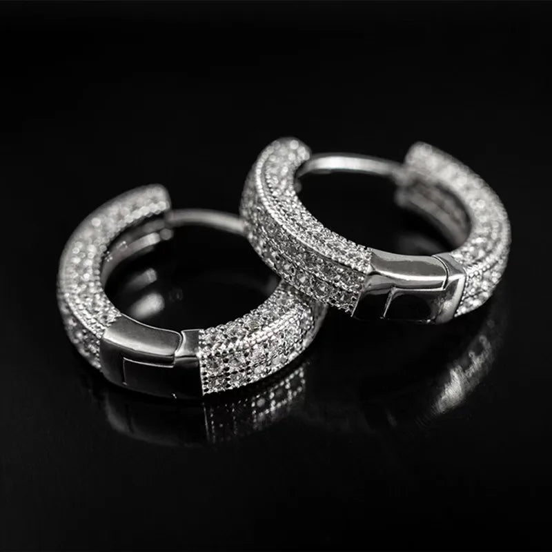 Iced Out Cz Hoop Earrings Premium Hypoallergenic Earrings Statement Mens Hip Hop Punk Rock Rapper Jewelry
