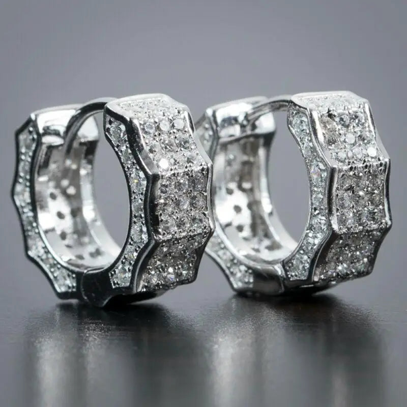 Iced Out Cz Hoop Earrings Premium Hypoallergenic Earrings Statement Mens Hip Hop Punk Rock Rapper Jewelry
