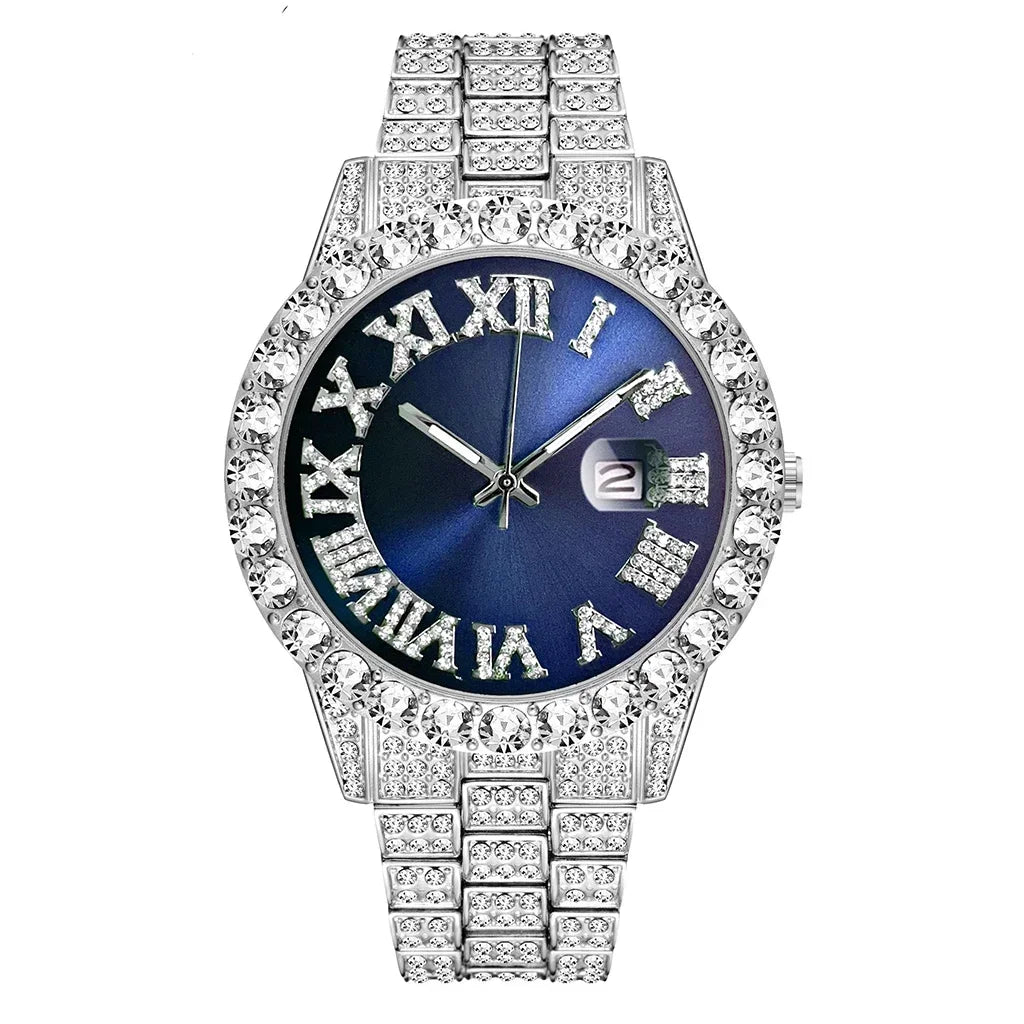 Watch Men Luxury Brand Full Diamond Mens Watches AAA CZ Quartz Men'S Watch Waterproof Hip Hop Male Clock Gift for Men