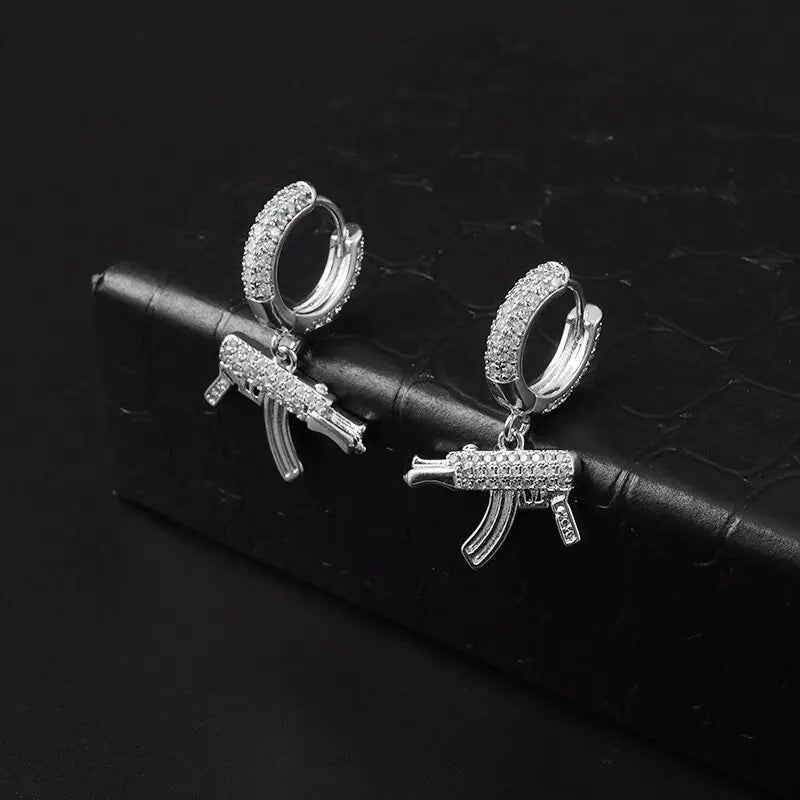 Iced Out Cz Hoop Earrings Premium Hypoallergenic Earrings Statement Mens Hip Hop Punk Rock Rapper Jewelry