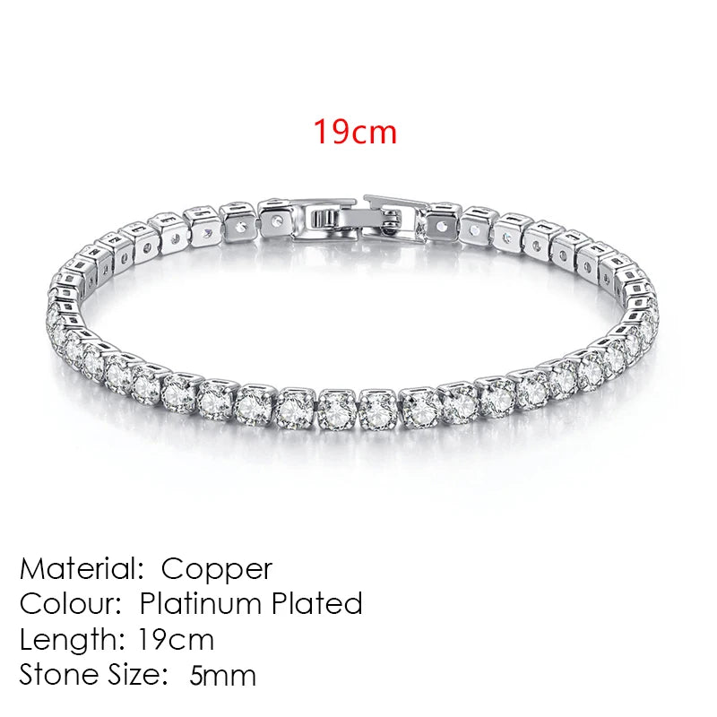 Fashion Multicolor Tennis Bracelet for Women 2.5/3/4/5Mm Zirconia Charm Designer Tennis Chain Men Bracelet Wedding Jewelry KC128