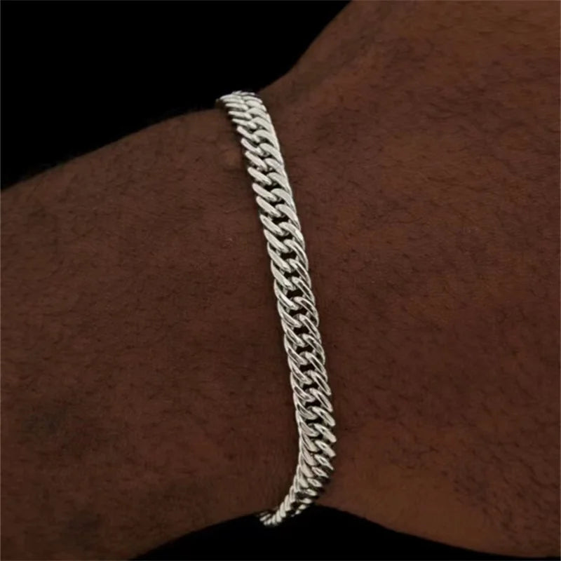 Simple Stainless Steel Silver Color NK Chain Bracelet for Men Hip Hop Jewelry Trendy Party Accessories Women Bracelet