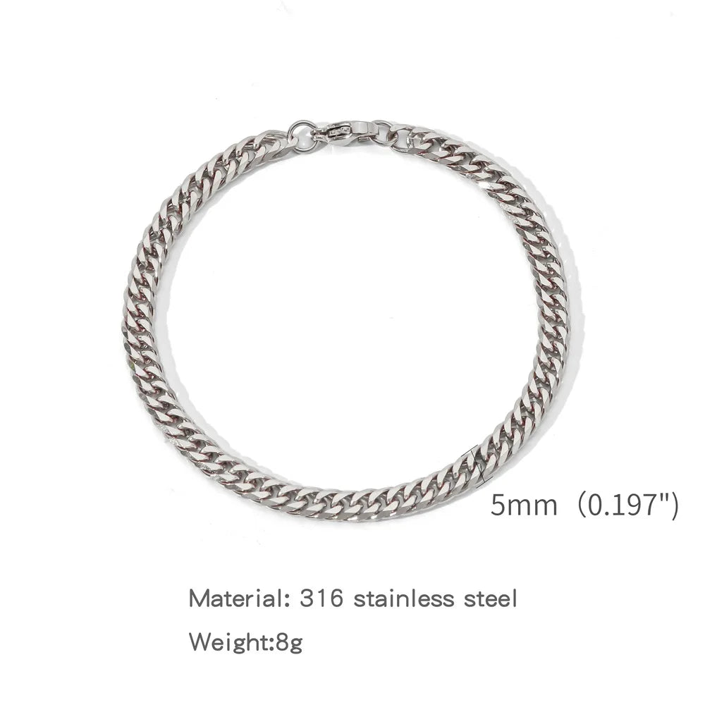 Simple Stainless Steel Silver Color NK Chain Bracelet for Men Hip Hop Jewelry Trendy Party Accessories Women Bracelet