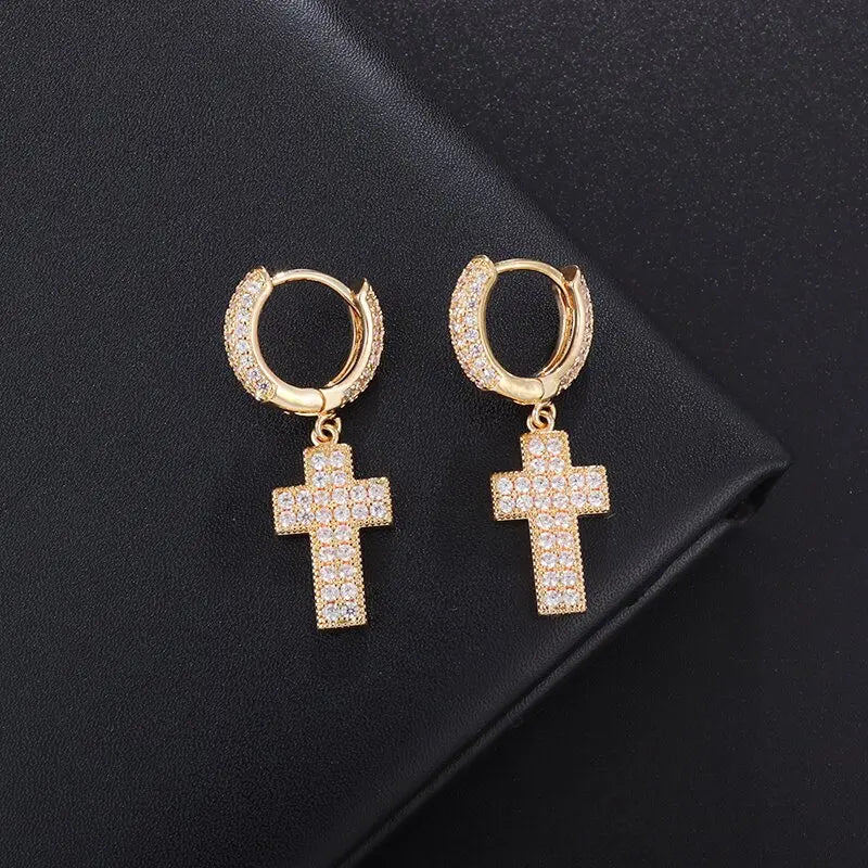 Iced Out Cz Hoop Earrings Premium Hypoallergenic Earrings Statement Mens Hip Hop Punk Rock Rapper Jewelry
