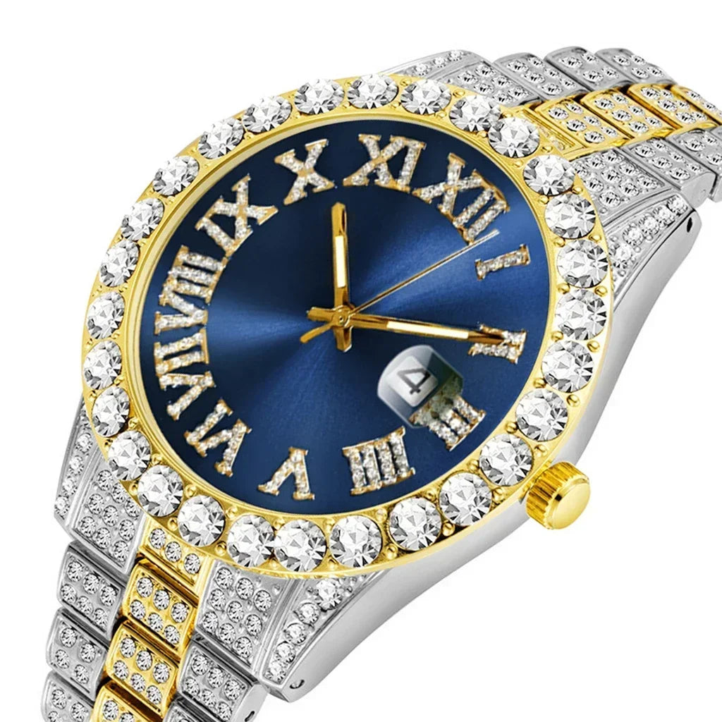 Watch Men Luxury Brand Full Diamond Mens Watches AAA CZ Quartz Men'S Watch Waterproof Hip Hop Male Clock Gift for Men