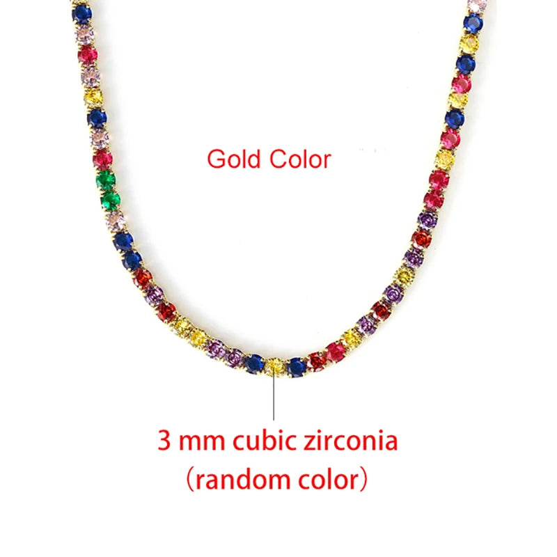 Hip Hop Iced Out Tennis Chain Necklace for Men Women Luxury Cubic Zircon Crystal Short Rock Neck Accessories Jewelry OHN016