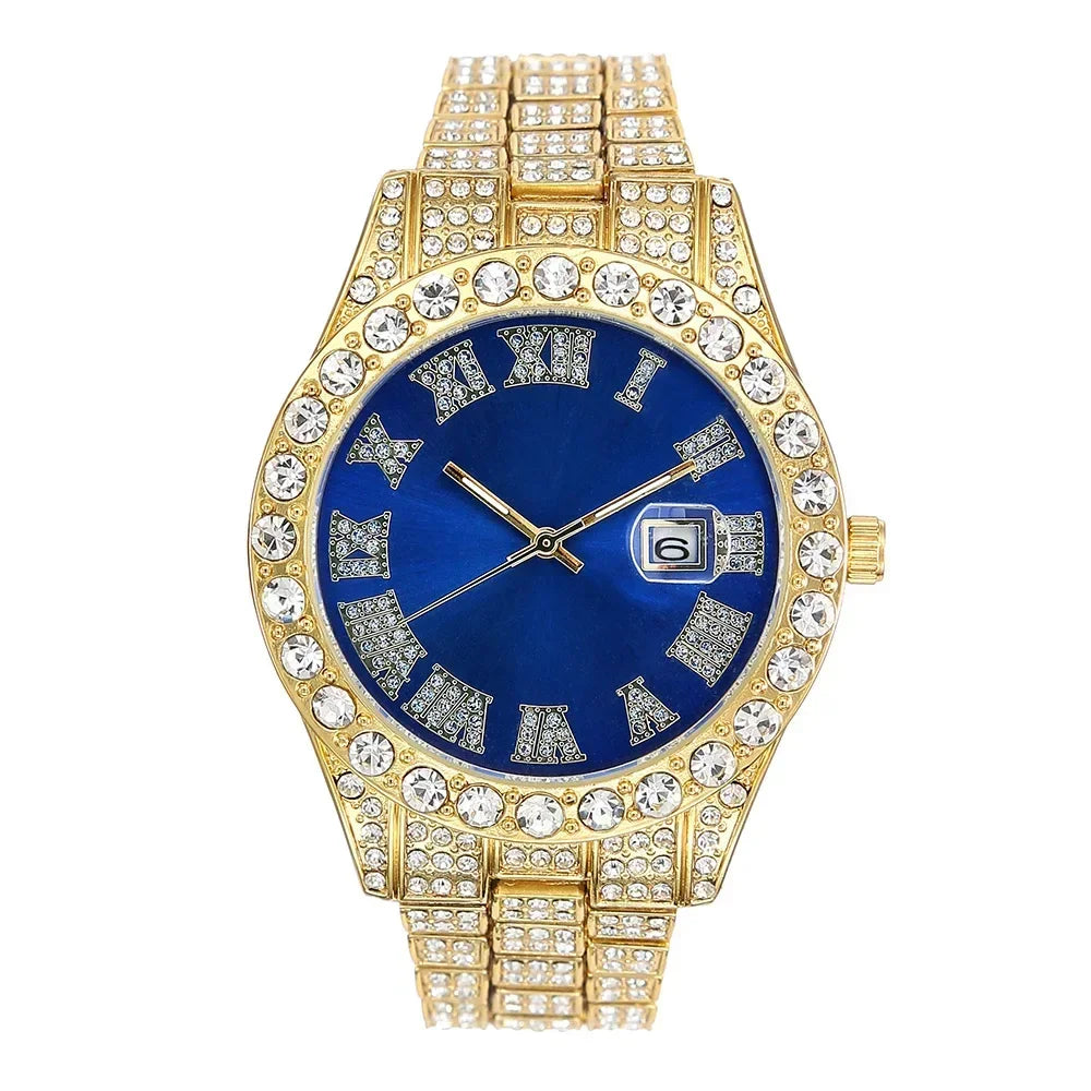 Watch Men Luxury Brand Full Diamond Mens Watches AAA CZ Quartz Men'S Watch Waterproof Hip Hop Male Clock Gift for Men