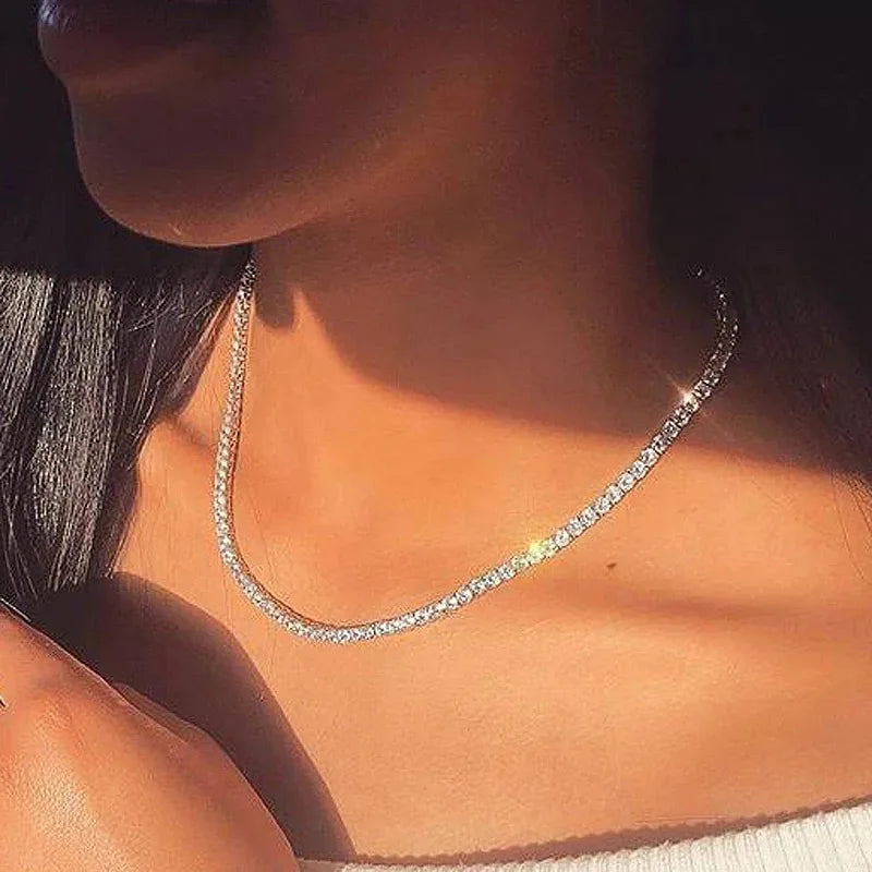 Hip Hop Iced Out Tennis Chain Necklace for Men Women Luxury Cubic Zircon Crystal Short Rock Neck Accessories Jewelry OHN016
