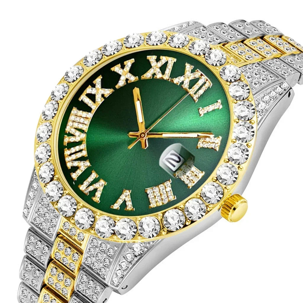 Watch Men Luxury Brand Full Diamond Mens Watches AAA CZ Quartz Men'S Watch Waterproof Hip Hop Male Clock Gift for Men