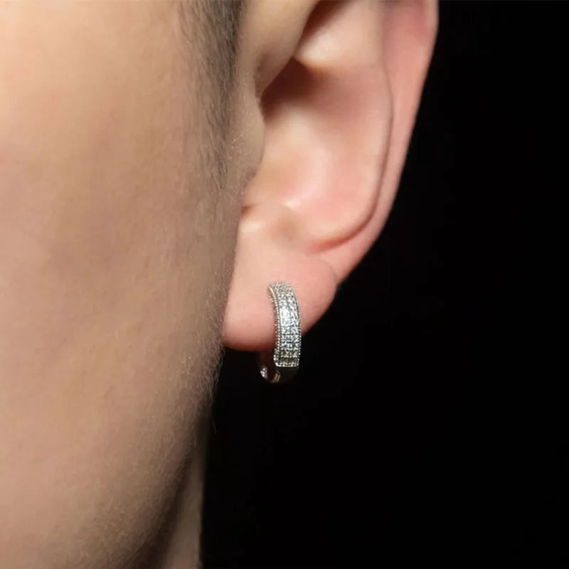Iced Out Cz Hoop Earrings Premium Hypoallergenic Earrings Statement Mens Hip Hop Punk Rock Rapper Jewelry