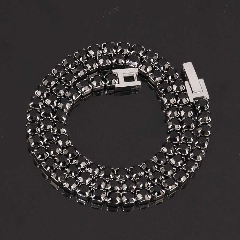 316L 4Mm Stainless Steel Necklace for Women Men'S Hip Hop Tennis Chain Necklaces Color Crystal Zircon Choker Necklace Jewelry