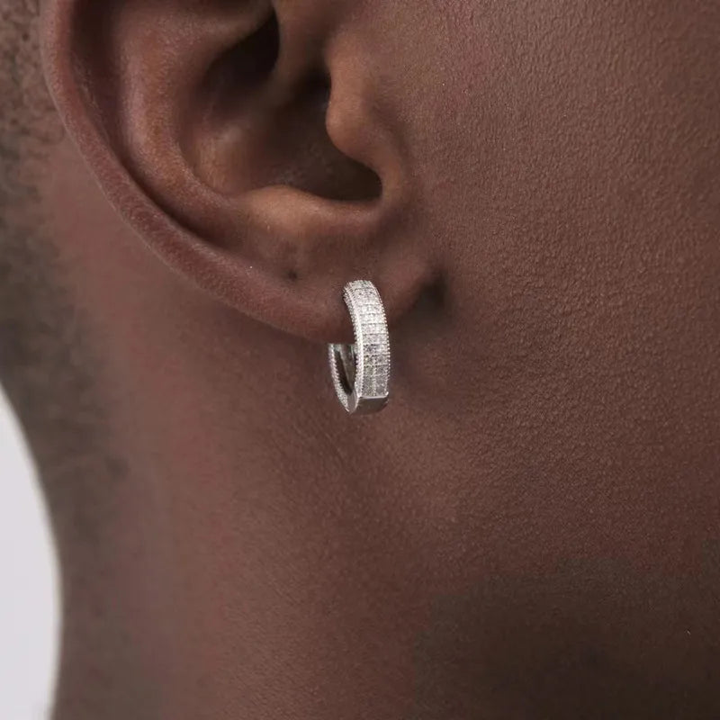 Iced Out Cz Hoop Earrings Premium Hypoallergenic Earrings Statement Mens Hip Hop Punk Rock Rapper Jewelry