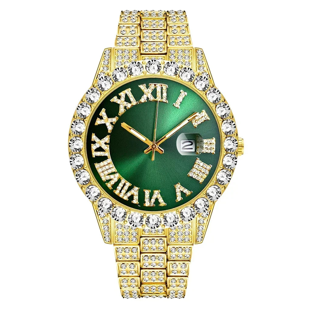 Watch Men Luxury Brand Full Diamond Mens Watches AAA CZ Quartz Men'S Watch Waterproof Hip Hop Male Clock Gift for Men