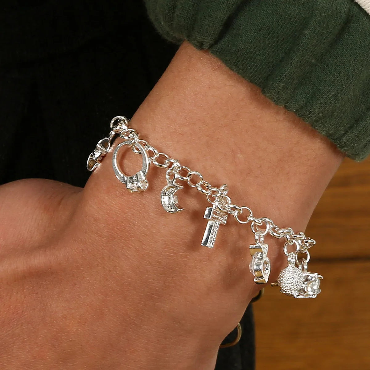 Men'S Fashion Double Chain Cross Hollow Wrist Bracelet Lobster Claw Buckle Stainless Steel Bracelet Hip Hop Punk Party Jewelry