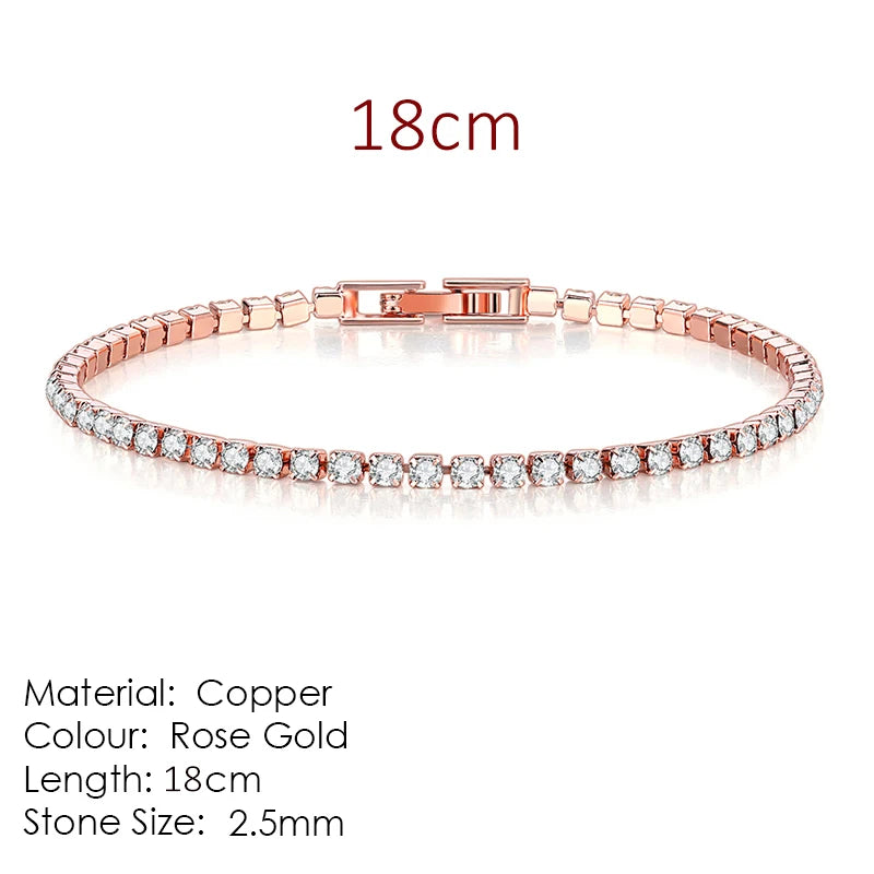 Fashion Multicolor Tennis Bracelet for Women 2.5/3/4/5Mm Zirconia Charm Designer Tennis Chain Men Bracelet Wedding Jewelry KC128