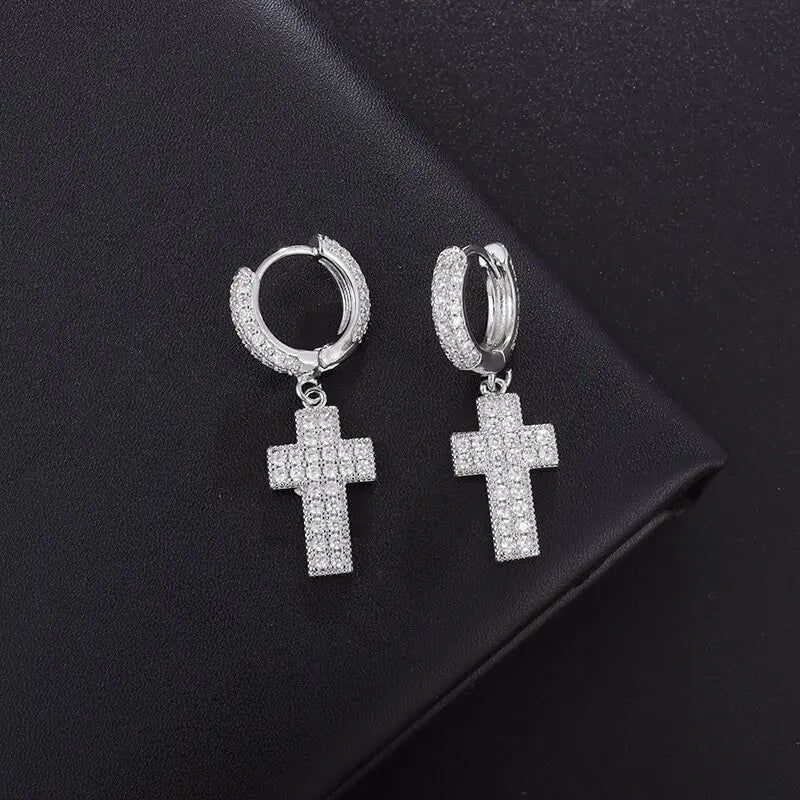 Iced Out Cz Hoop Earrings Premium Hypoallergenic Earrings Statement Mens Hip Hop Punk Rock Rapper Jewelry