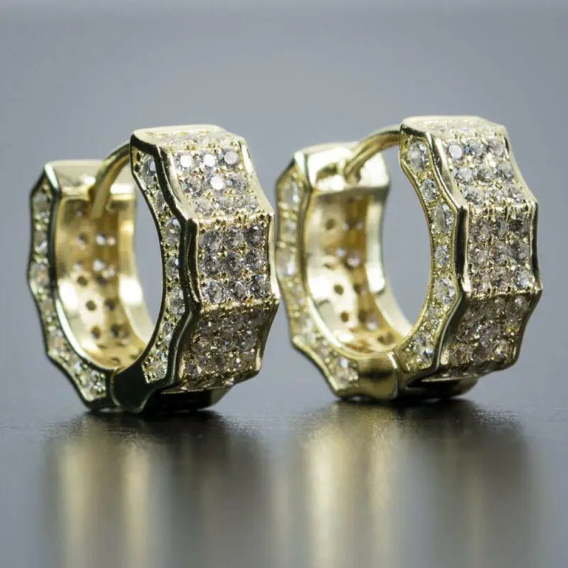 Iced Out Cz Hoop Earrings Premium Hypoallergenic Earrings Statement Mens Hip Hop Punk Rock Rapper Jewelry
