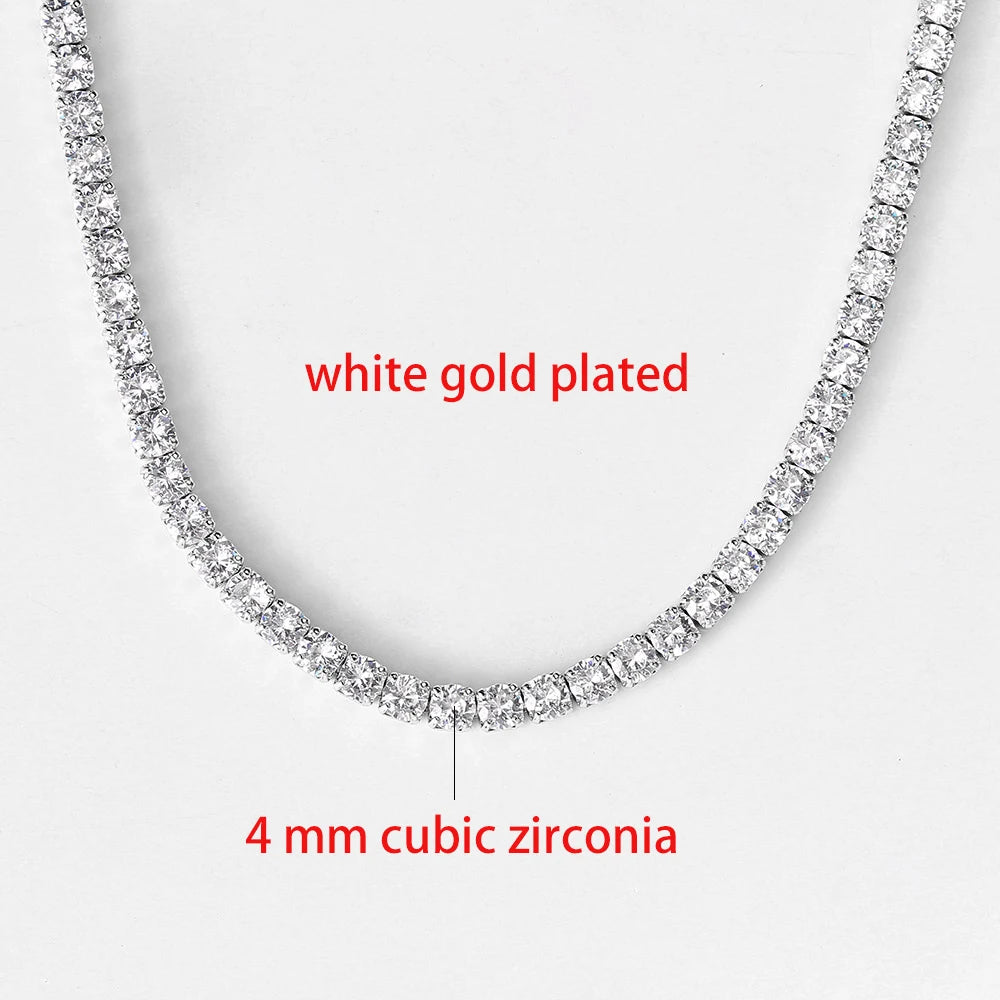 Hip Hop Iced Out Tennis Chain Necklace for Men Women Luxury Cubic Zircon Crystal Short Rock Neck Accessories Jewelry OHN016