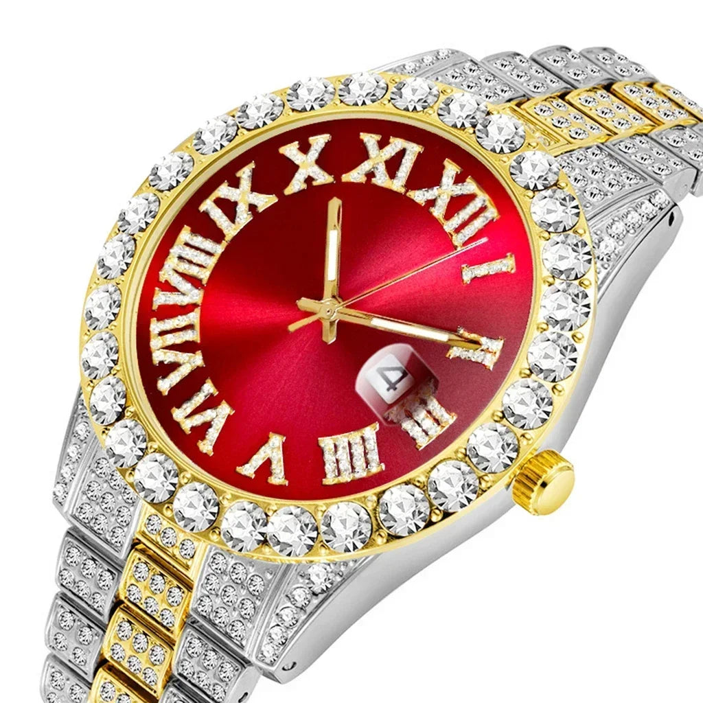 Watch Men Luxury Brand Full Diamond Mens Watches AAA CZ Quartz Men'S Watch Waterproof Hip Hop Male Clock Gift for Men