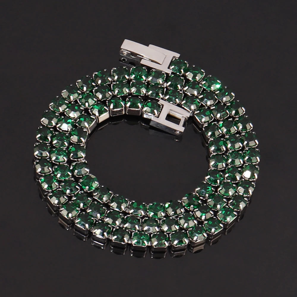 316L 4Mm Stainless Steel Necklace for Women Men'S Hip Hop Tennis Chain Necklaces Color Crystal Zircon Choker Necklace Jewelry