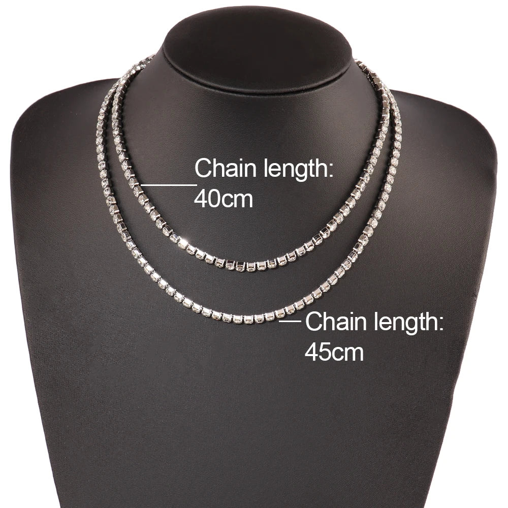 316L 4Mm Stainless Steel Necklace for Women Men'S Hip Hop Tennis Chain Necklaces Color Crystal Zircon Choker Necklace Jewelry
