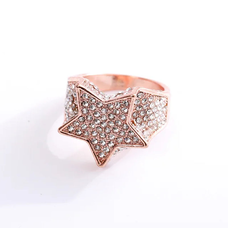 Ofertas Milangirl New Hip Hop Rock Five Star Pentagram Zirconia Rings for Men Women Wedding Party Luxury Jewelry