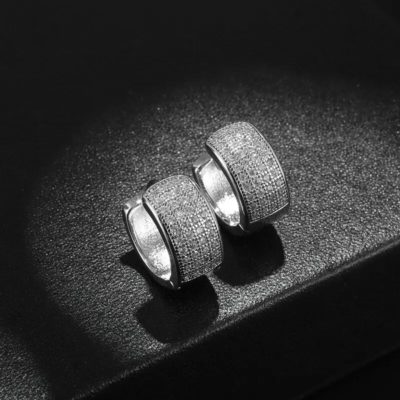 Iced Out Cz Hoop Earrings Premium Hypoallergenic Earrings Statement Mens Hip Hop Punk Rock Rapper Jewelry