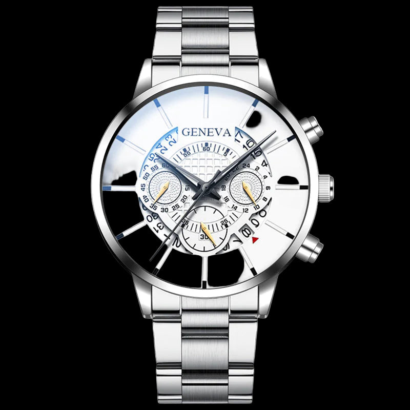 Steel Band Calendar Quartz Watch
