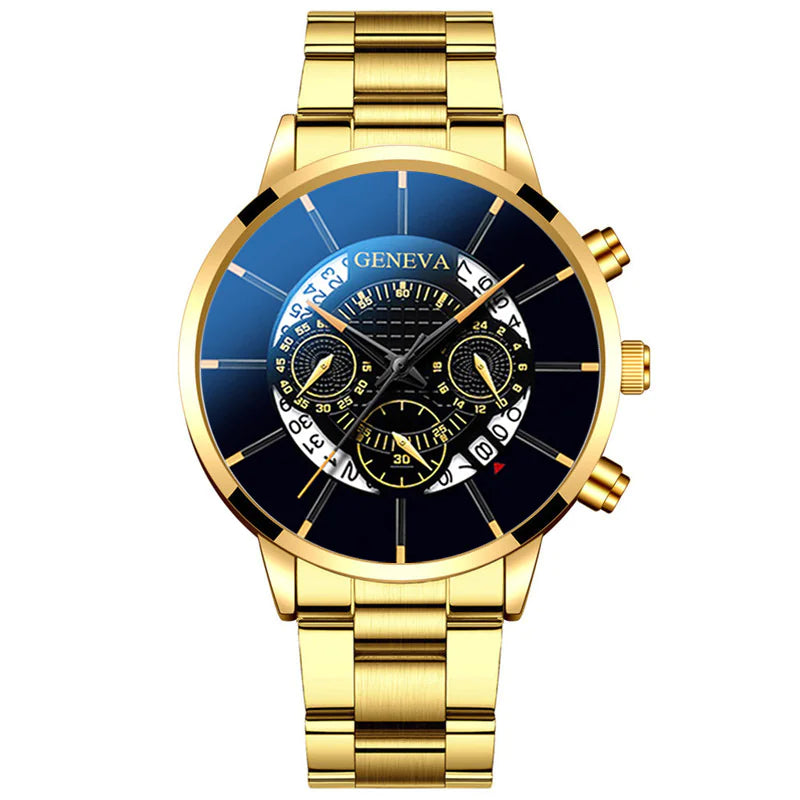 Steel Band Calendar Quartz Watch