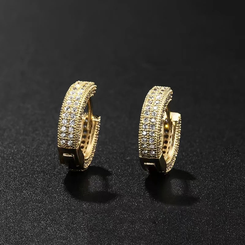 Iced Out Cz Hoop Earrings Premium Hypoallergenic Earrings Statement Mens Hip Hop Punk Rock Rapper Jewelry