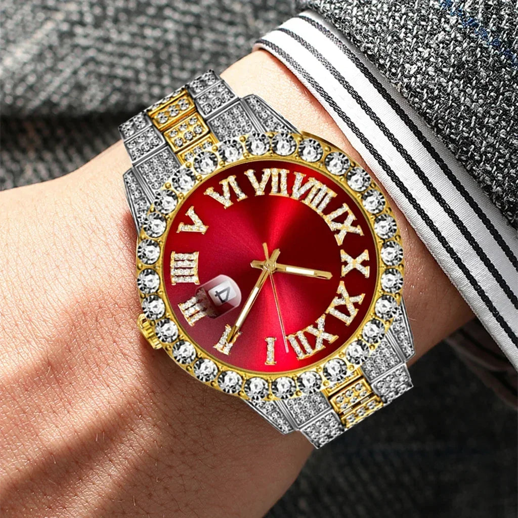 Watch Men Luxury Brand Full Diamond Mens Watches AAA CZ Quartz Men'S Watch Waterproof Hip Hop Male Clock Gift for Men