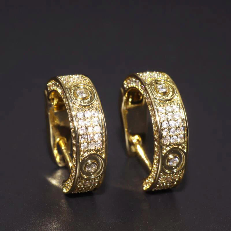 Iced Out Cz Hoop Earrings Premium Hypoallergenic Earrings Statement Mens Hip Hop Punk Rock Rapper Jewelry