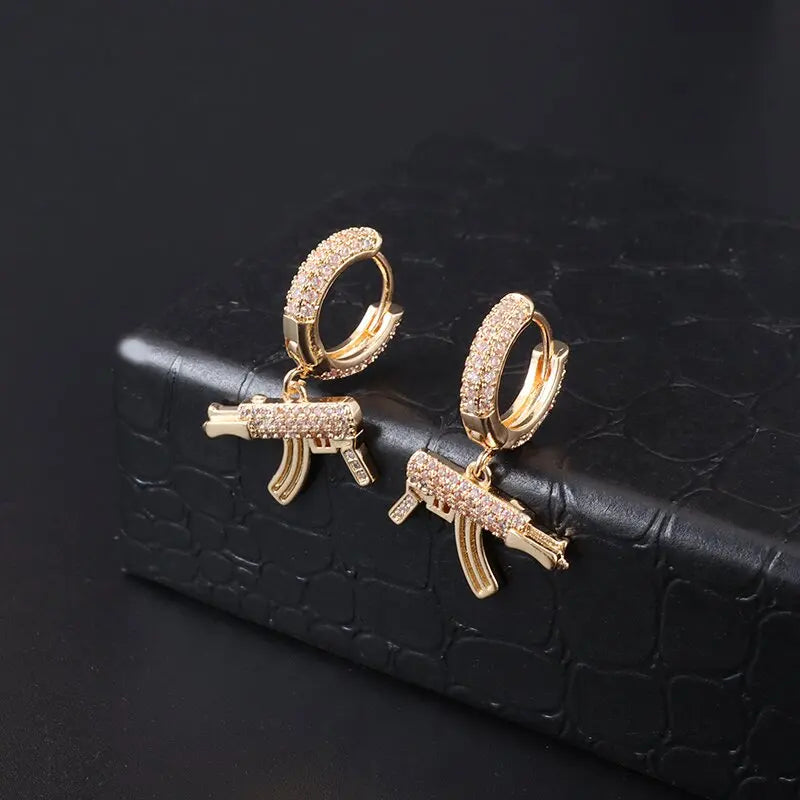 Iced Out Cz Hoop Earrings Premium Hypoallergenic Earrings Statement Mens Hip Hop Punk Rock Rapper Jewelry