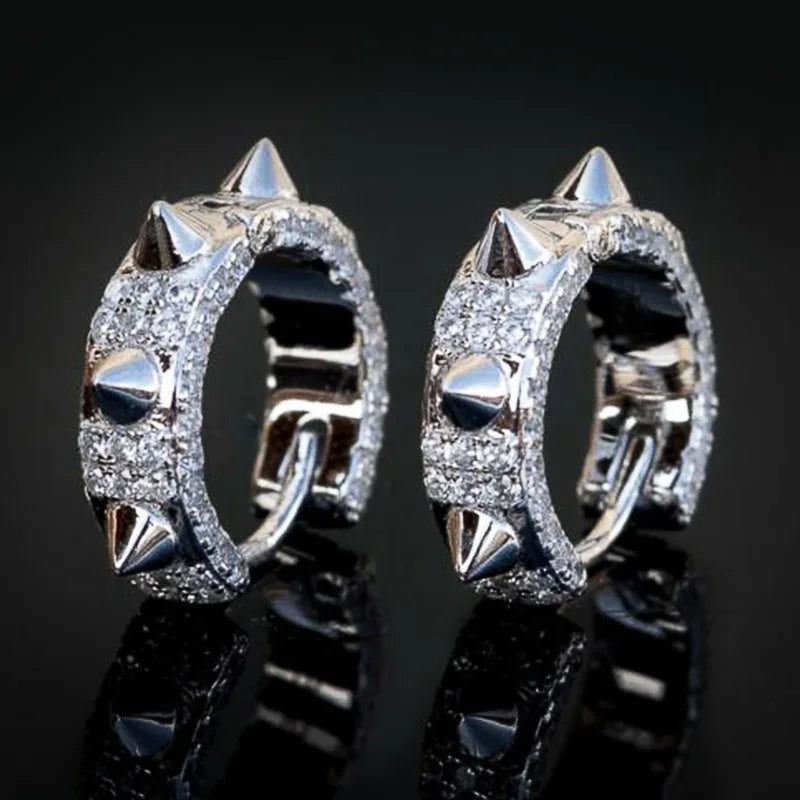 Iced Out Cz Hoop Earrings Premium Hypoallergenic Earrings Statement Mens Hip Hop Punk Rock Rapper Jewelry