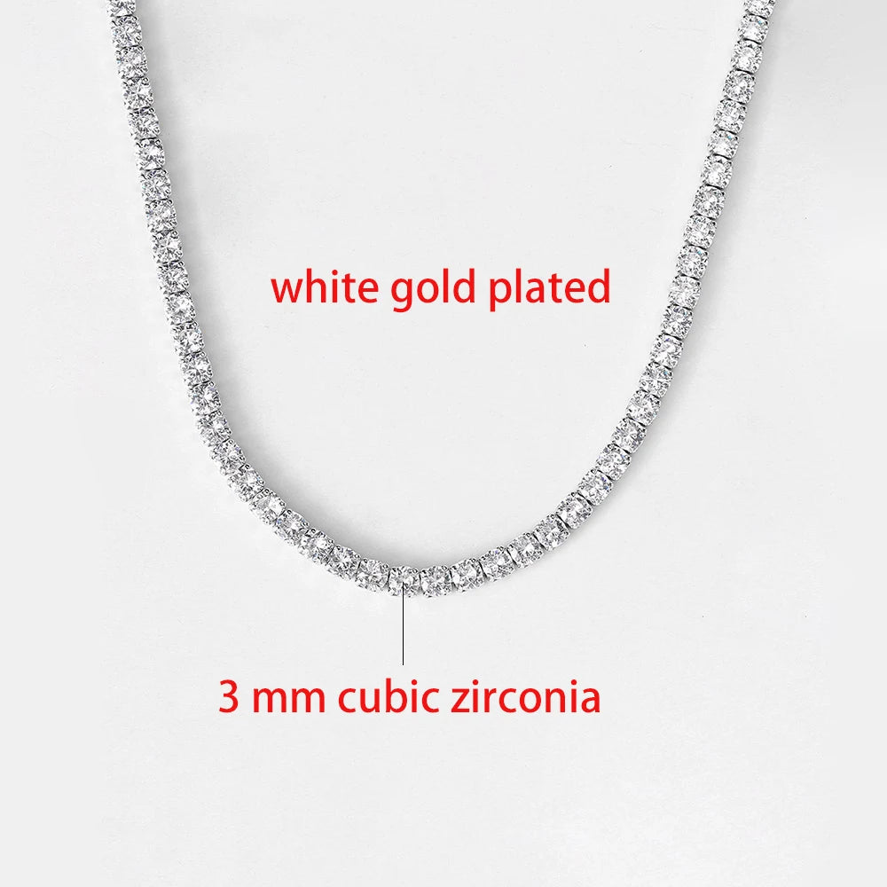 Hip Hop Iced Out Tennis Chain Necklace for Men Women Luxury Cubic Zircon Crystal Short Rock Neck Accessories Jewelry OHN016