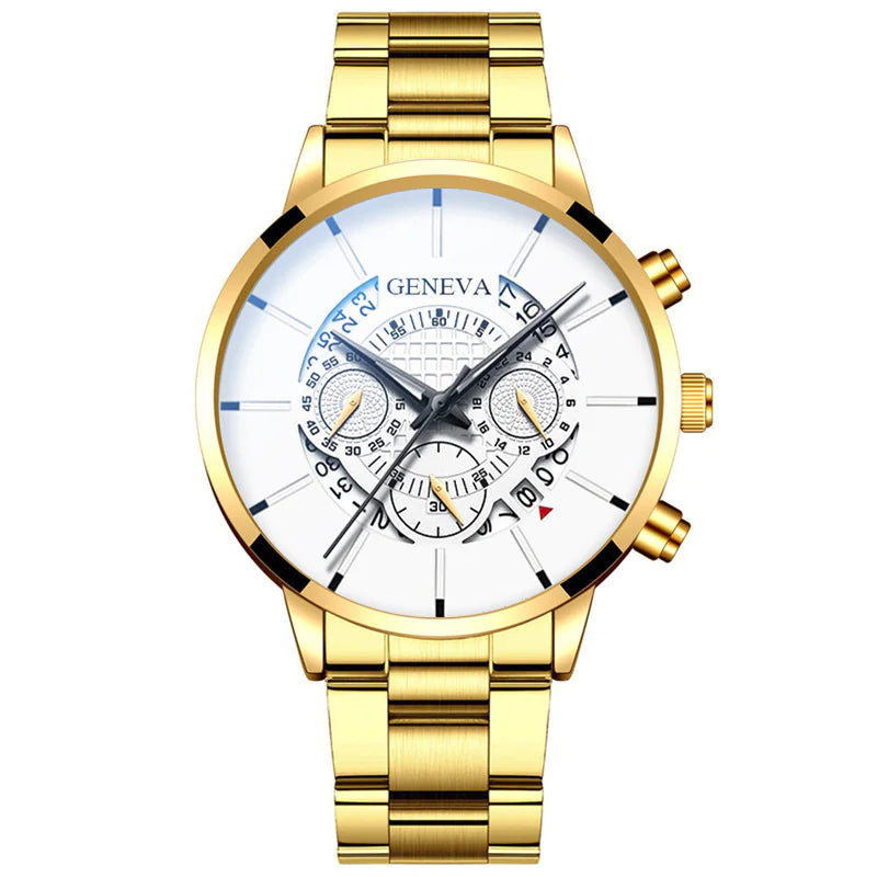 Steel Band Calendar Quartz Watch