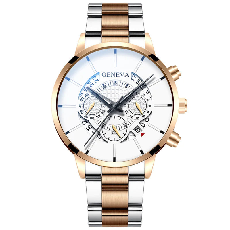 Steel Band Calendar Quartz Watch