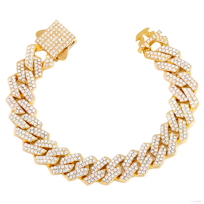 4Pcs Heart Geometry Cuban Link Bracelet for Women Girls Clustered Tennis Layered Hand Chain Set Jewelry Fashion Gift