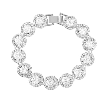 4Pcs Heart Geometry Cuban Link Bracelet for Women Girls Clustered Tennis Layered Hand Chain Set Jewelry Fashion Gift