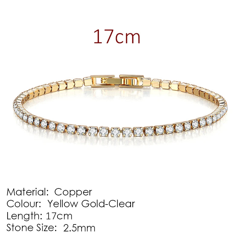 Fashion Multicolor Tennis Bracelet for Women 2.5/3/4/5Mm Zirconia Charm Designer Tennis Chain Men Bracelet Wedding Jewelry KC128