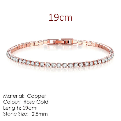 Fashion Multicolor Tennis Bracelet for Women 2.5/3/4/5Mm Zirconia Charm Designer Tennis Chain Men Bracelet Wedding Jewelry KC128
