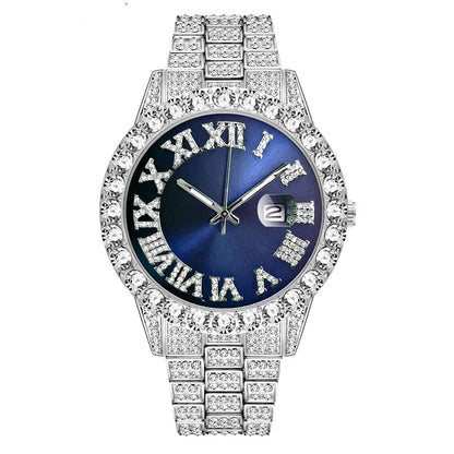 Watch Men Luxury Brand Full Diamond Mens Watches AAA CZ Quartz Men'S Watch Waterproof Hip Hop Male Clock Gift for Men