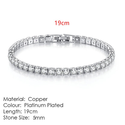 Fashion Multicolor Tennis Bracelet for Women 2.5/3/4/5Mm Zirconia Charm Designer Tennis Chain Men Bracelet Wedding Jewelry KC128