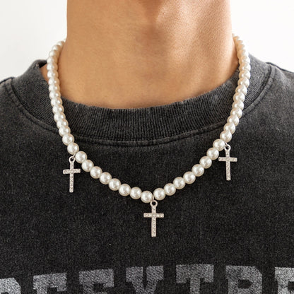 Baroque Simulated Pearls Long Tassel Pendant Necklace for Women Beaded Link Chain Necklace 2022 Trend Lariat Wedding Jewelry