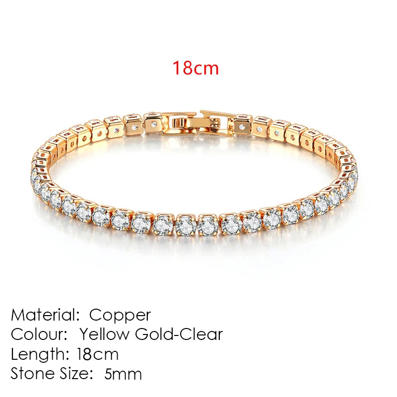 Fashion Multicolor Tennis Bracelet for Women 2.5/3/4/5Mm Zirconia Charm Designer Tennis Chain Men Bracelet Wedding Jewelry KC128