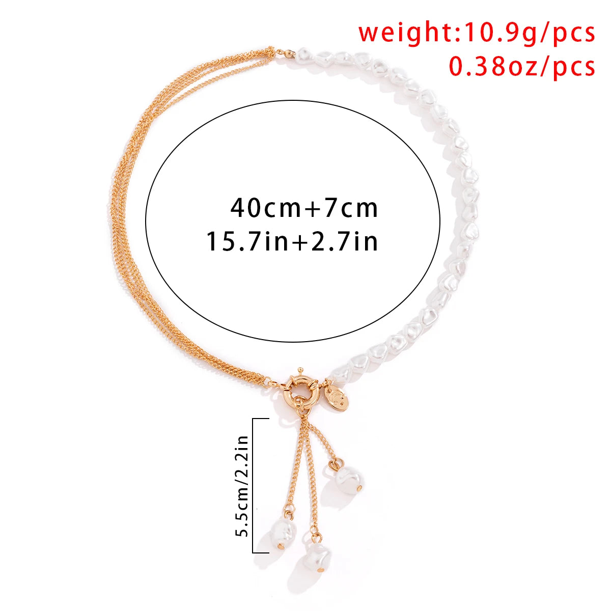Baroque Simulated Pearls Long Tassel Pendant Necklace for Women Beaded Link Chain Necklace 2022 Trend Lariat Wedding Jewelry