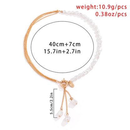 Baroque Simulated Pearls Long Tassel Pendant Necklace for Women Beaded Link Chain Necklace 2022 Trend Lariat Wedding Jewelry