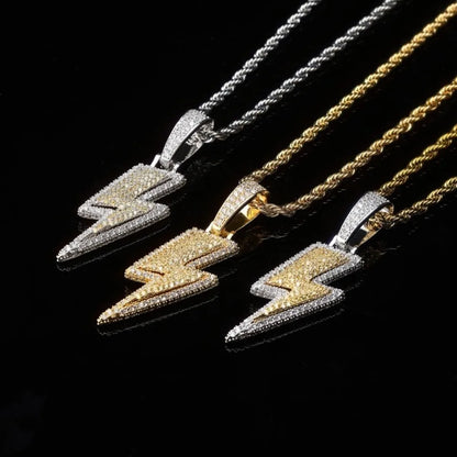New Fashion Hip-Hop Zirconia Lightning Bolt Pendant Necklace Men and Women Chain Necklace Biker Punk Necklace Pendantaccessories